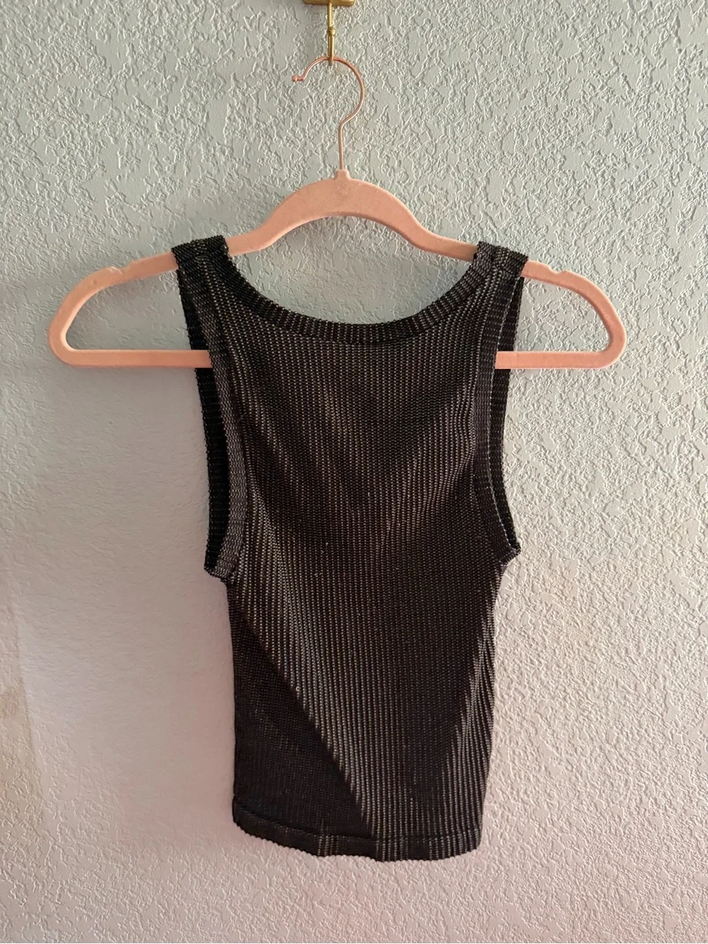 Free People Black Ribbed V-Neck Tank Top